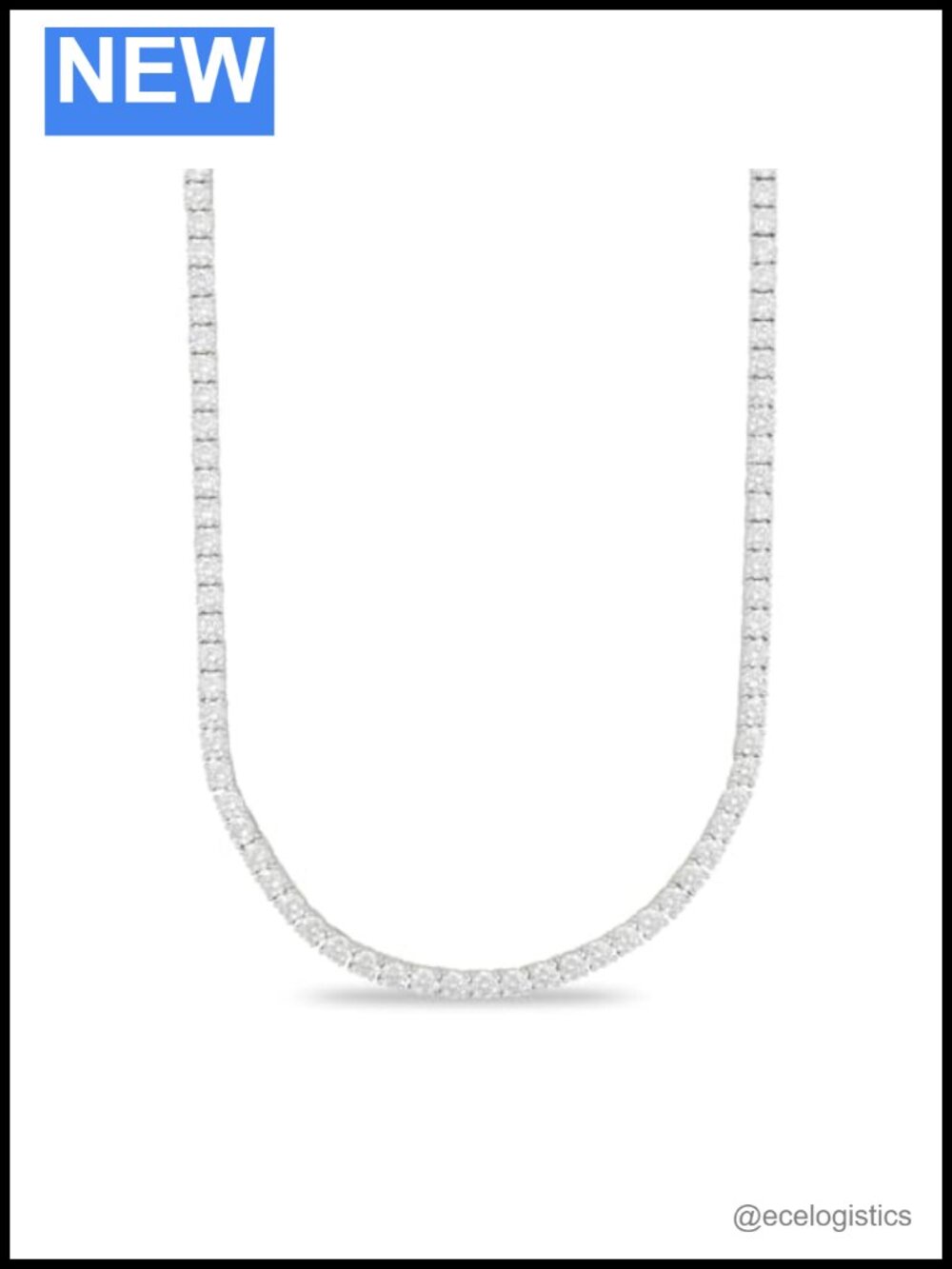 Round Cut Tennis Chain Necklace Gold Plated Stainless Steel Iced Out